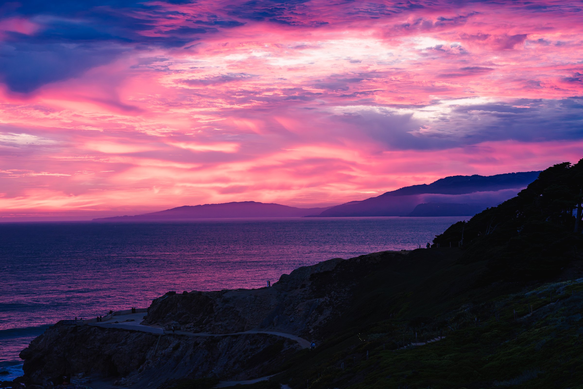 Sunset over the San Francisco coastline